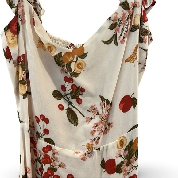 New Reformation Bondi Midi Georgette Side Slit Dress Floral Fruity Size 2 - Picture 2 of 16